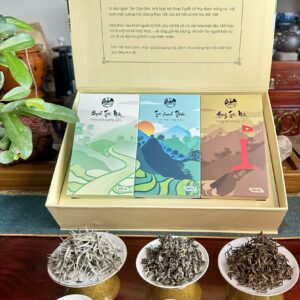 Hộp Quà Tặng Cao Cấp Tinh Vân Trà Cảnh – Bộ 3 Tuyệt Phẩm Trà Shan Tuyết