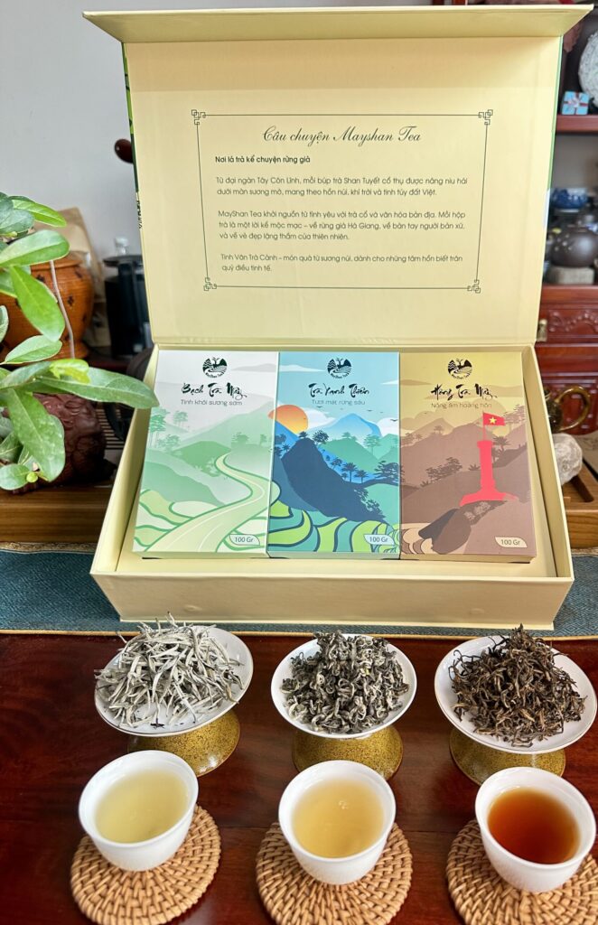 Hộp Quà Tặng Cao Cấp Tinh Vân Trà Cảnh – Bộ 3 Tuyệt Phẩm Trà Shan Tuyết