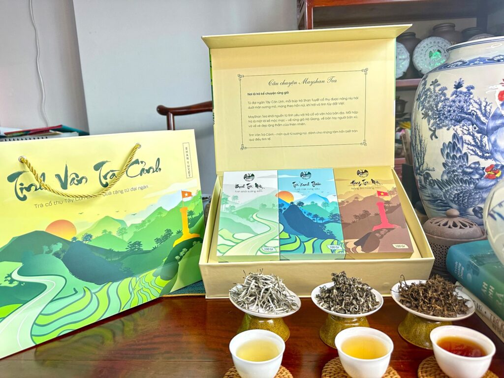 Hộp Quà Tặng Cao Cấp Tinh Vân Trà Cảnh – Bộ 3 Tuyệt Phẩm Trà Shan Tuyết