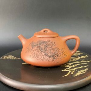 Ấm Tử Sa Thạch Biều Khắc Rồng Nghi Hưng 150ml Cao Cấp