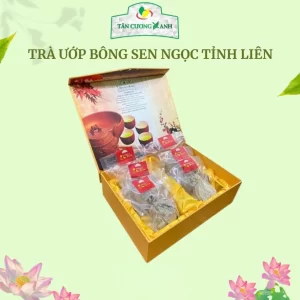 Hộp Trà Ướp Bông Sen Ngọc Tỉnh Liên 6 Bông - Sấy Thăng Hoa (Hộp Long Việt)