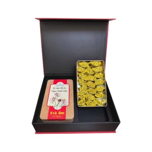 Bộ Hộp Trà Đinh Ướp Sen Ngọc Tỉnh Liên 400g - Quà Biếu Tết Sang Trọng