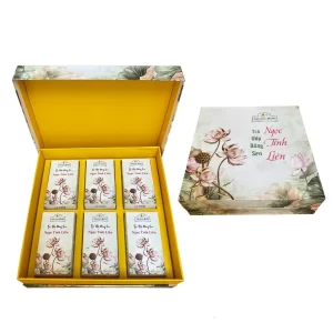 Trà Ướp Bông Sen Ngọc Tỉnh Liên - Hộp 6 Bông Sấy Thăng Hoa (Kèm Túi Giấy)