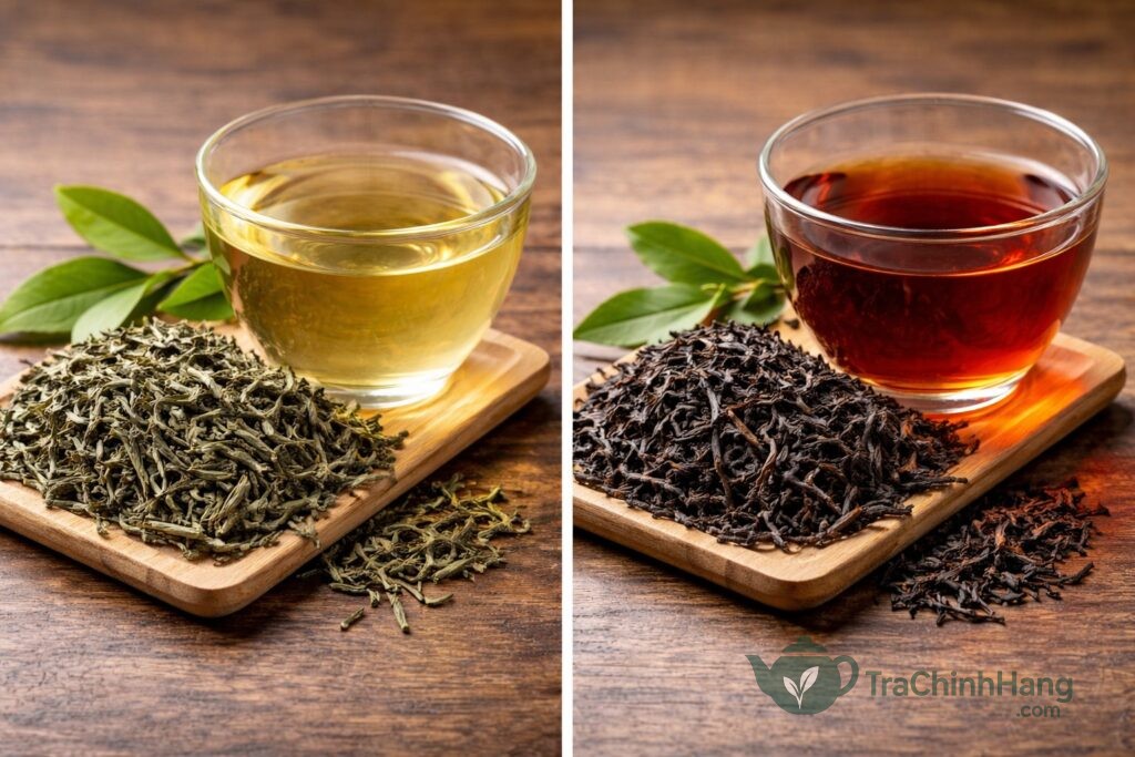 Hồng trà và trà xanh khác nhau thế nào về màu sắc và hương vị