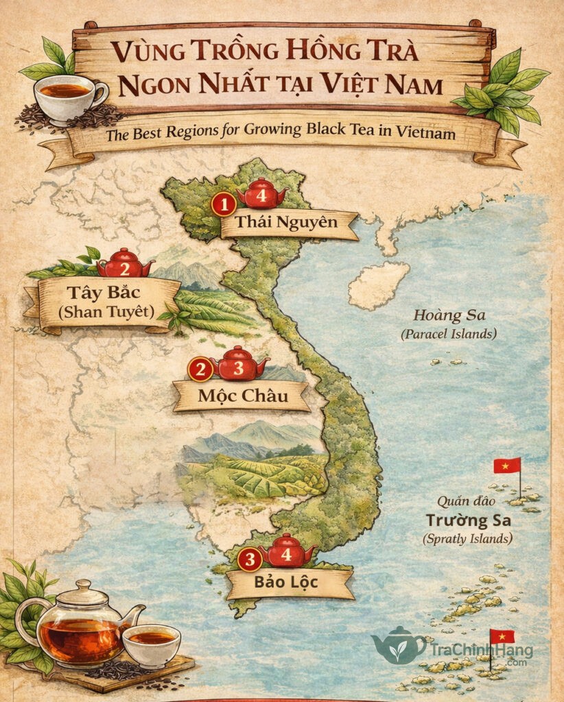 Bản đồ các vùng trồng hồng trà ngon nhất tại Việt Nam