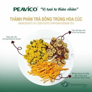 Trà hoa cúc đông trùng Peavico hộp 25 gói giúp ngủ ngon