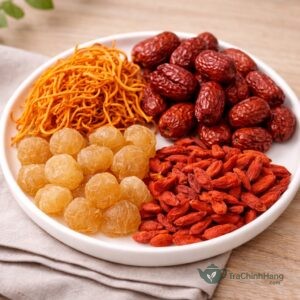 trà đông trùng hạ thảo 4 vị - thành phần đông trùng táo đỏ kỷ tử