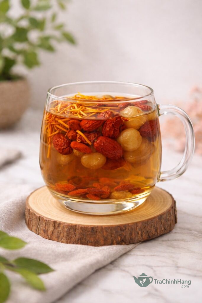 trà đông trùng hạ thảo 4 vị - trà thảo mộc bồi bổ sức khỏe