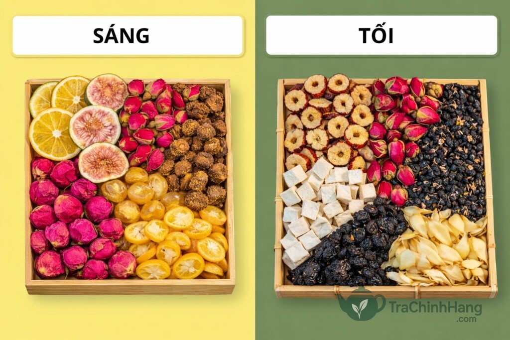 trà dưỡng nhan sáng tối - combo trà vitamin đẹp da