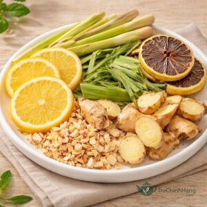 trà chanh sả gừng - nguyên liệu tự nhiên