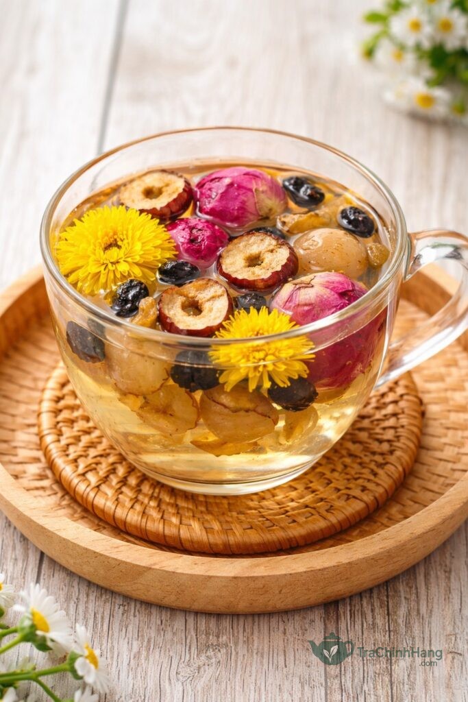trà quý phi - thành phần cúc vàng táo đỏ