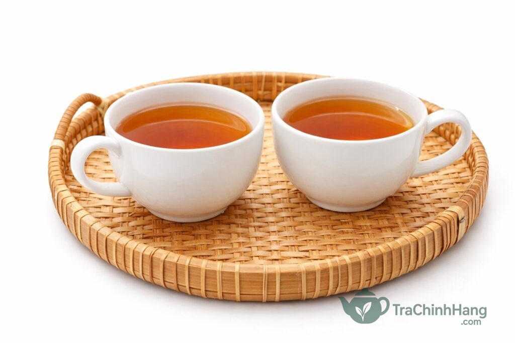 Ly trà vối màu đỏ nâu nhạt hương thơm ngai ngái